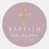 Eleganter Lila religiöser Taufe Runder Aufkleber (Vorderseite)