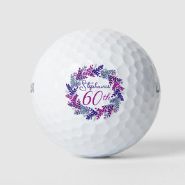 Eleganter Lila Rosa Kraut 60. Geburtstag Golfball