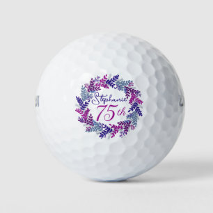 Eleganter Lila rosa Kraut 75. Geburtstag Golfball