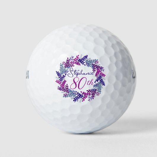 Eleganter Lila Rosa Kraut 80. Geburtstag Golfball (Vorderseite)