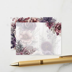 Eleganter lila, rosa und blühender Maron Blank Begleitkarte