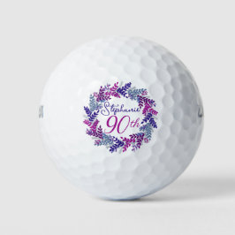 Eleganter Lila Rosa Wreath 90. Geburtstag Golfball