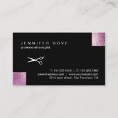 Eleganter lila Schere-Friseur Visitenkarte (Rückseite)