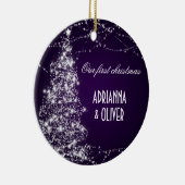 Eleganter lila schimmernder Baum-erstes Keramik Ornament (Rechts)