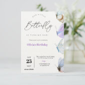 Eleganter Lila Schmetterling macht einen Geburtsta Einladung (Stehend Vorderseite)