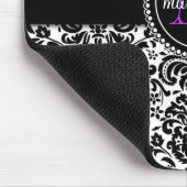 Eleganter lila schwarzer Damast personalisiert Mousepad (Ecke)