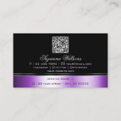 Eleganter Lila schwarzer Linien-Logo und QR-Code Visitenkarte (Rückseite)