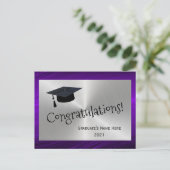 Eleganter Lila Silbergratulation Abschluss Postkarte (Stehend Vorderseite)