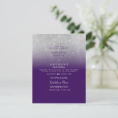 Eleganter, lila silberner Glitzer Ober Hochzeit Einladung (Stehend Vorderseite)