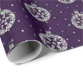 Eleganter Lila & Silberner Glitzer Weihnachtsbaums Geschenkpapier (Rolleneckpunkt)