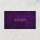 Eleganter Lila Silberseilwirl Visitenkarte (Rückseite)