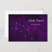 Eleganter Lila Silver Star Wedding RSVP (Vorne/Hinten)