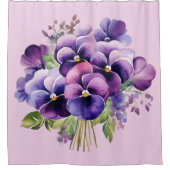 Eleganter lila Stiefmütterchen-Duschvorhang Duschvorhang (Vorderseite)