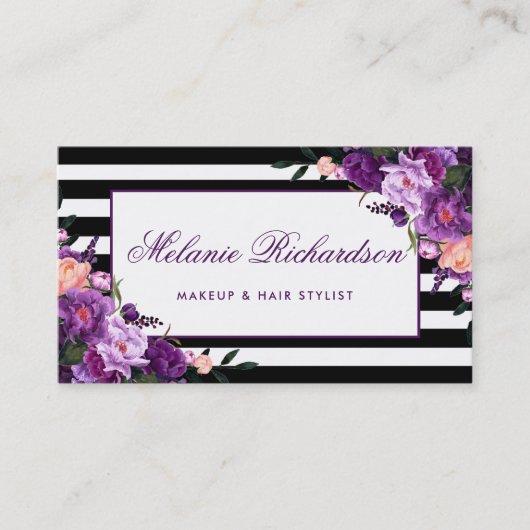 Eleganter, Lila Ultra-Violet gestreift Visitenkarte (Vorderseite)