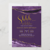 Eleganter Lila und Gold Agate Überraschung Geburts Einladung (Vorderseite)