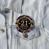 Eleganter Lila und Gold Glitzer Agate Birthday Button (Beispiel)
