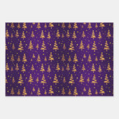 Eleganter Lila und goldener Weihnachtsbaum Geschenkpapier Set (Vorderseite 2)