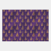 Eleganter Lila und goldener Weihnachtsbaum Geschenkpapier Set (Vorderseite 3)
