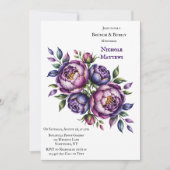 Eleganter Lila und Magenta Peony Brunch und Bubbly Einladung (Vorderseite)