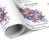Eleganter Lila und Magenta Peony Wedding Day Geschenkpapier (Rolleneckpunkt)