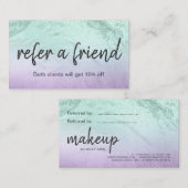 Eleganter, lila und minziger Glitzer mit Marmor Empfehlungskarte (Vorne/Hinten)