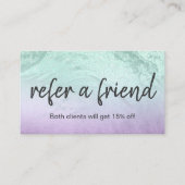 Eleganter, lila und minziger Glitzer mit Marmor Empfehlungskarte (Vorderseite)