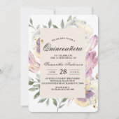 Eleganter Lila- und Pansy-Aquarell Einladung (Vorderseite)