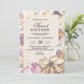 Eleganter Lila- und Pansy-Aquarell Einladung (Stehend Vorderseite)