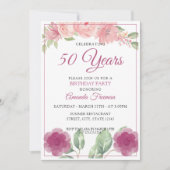 Eleganter Lila und rosa Blumenmutter zum Geburtsta Einladung (Vorderseite)