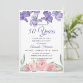 Eleganter Lila und rosa Rosenmutter zum Geburtstag Einladung (Stehend Vorderseite)