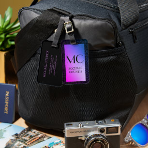 Eleganter Lila und schwarzer Metallischer Mit Mono Gepäckanhänger