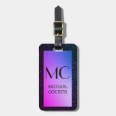 Eleganter Lila und schwarzer Metallischer Mit Mono Gepäckanhänger (Vorderseite vertikal)