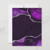 Eleganter Lila und silberer Glitzer Marmorverkleid RSVP Karte (Rückseite)