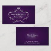 Eleganter Lila- und Silberkronenrahmen Visitenkarte (Vorne/Hinten)