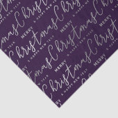 Eleganter Lila und silberner froher Weihnachtstext Seidenpapier (Detail)