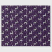 Eleganter Lila und Silberner Glitzer Rentier Weihn Geschenkpapier (Flach)