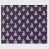 Eleganter Lila und Silberner Glitzer Weihnachtsbau Geschenkpapier (Flach)