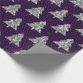 Eleganter Lila und Silberner Glitzer Weihnachtsbau Geschenkpapier (Ecke)