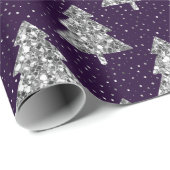 Eleganter Lila und Silberner Glitzer Weihnachtsbau Geschenkpapier (Rolleneckpunkt)