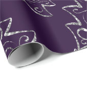Eleganter Lila und Silberner Glitzer Weihnachtsbau Geschenkpapier (Rolleneckpunkt)