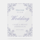 Eleganter Lila Vintager Rahmen Hochzeitsempfang Acrylschild (Vorderseite)