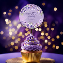 Eleganter Lila Violets floraler Happy 80. Geburtst
