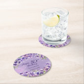 Eleganter Lila Violets floraler Happy 80. Geburtst Runder Pappuntersetzer (Vor Ort)