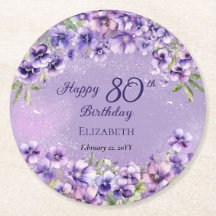 Eleganter Lila Violets floraler Happy 80. Geburtst