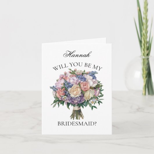 Eleganter Lila Vorschlag von Bouquet Bridesmaid Einladung (Vorderseite)