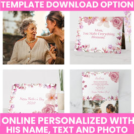 Eleganter Lila Wasserfarben und rosa Keepake Karte