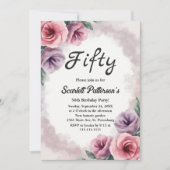 Eleganter, Lila Wasserfarbenfroh Blumen Geburtstag Einladung (Vorderseite)