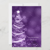 Eleganter Lila Weihnachtsbaumbetrieb Urlaub Einladung (Rückseite)