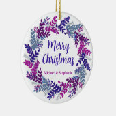 Eleganter Lila Weihnachtskranz Keramik Ornament (Rechts)