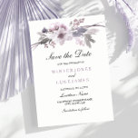 Eleganter Lila Winter Floral Save the Date einlade<br><div class="desc">Elegante Lila Winter Floral Save the Date Einladung Matching Kollektion in Niche und Nest Store. Gestaltungsfreundlichkeit: https://www.etsy.com/shop/SmallHouseBigPony</div>